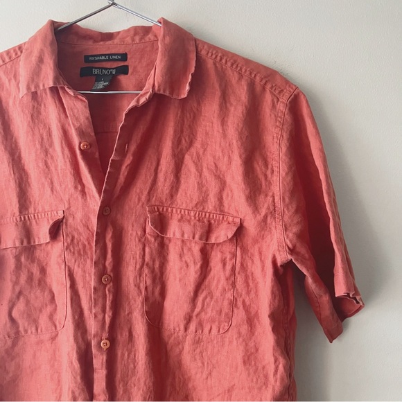 Bruno • Pure Linen Button Down in Brick Red/Orange - Picture 4 of 6